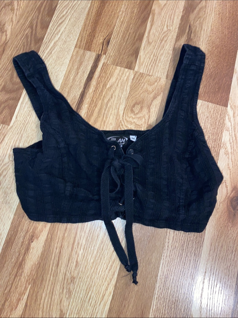 Black Lace-Up Super Crop Tank Top